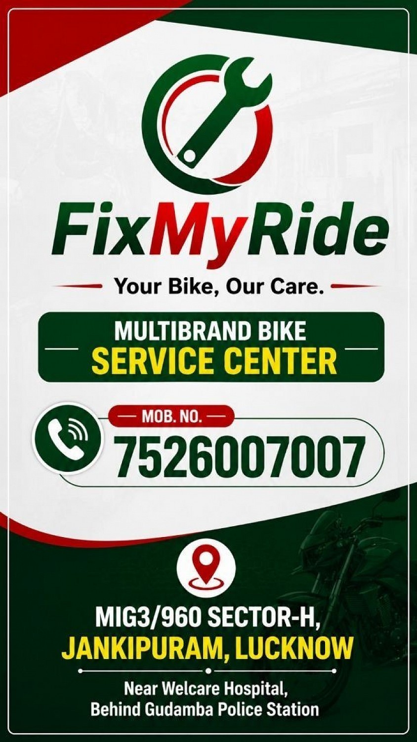 FixMyRide🏍️ **अपनी बाइक को दीजिए expert care और genuine service!** अब भरोसा कीजिए **FixMyRide** पर — आपका trusted two-wheeler service partner. 🚀  📍 Near Welcare Hospital, Gudamba Police Station के पीछे, Jankipuram, Lucknow 📞 7526007007  **FixMyRide – Your Bike, Our Care** ❤️💚